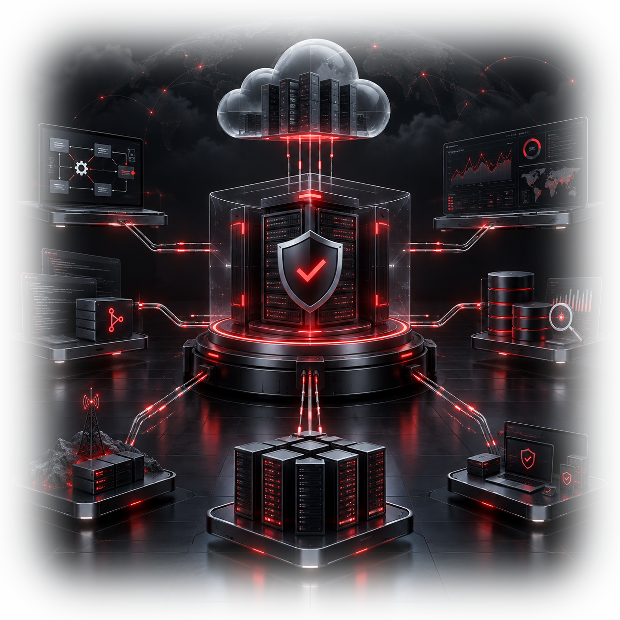 Infraestructura cloud segura con servidores, observabilidad y automatización